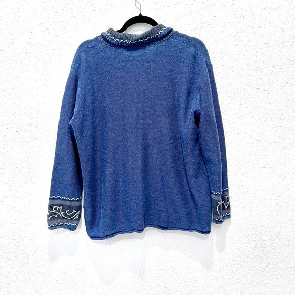 Graver Studio novelty Blue Cardigan with Embroidered Patches 1X - Picture 5 of 6